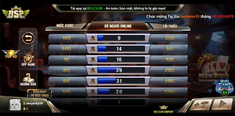 Giới thiệu game bài mậu binh B52Club