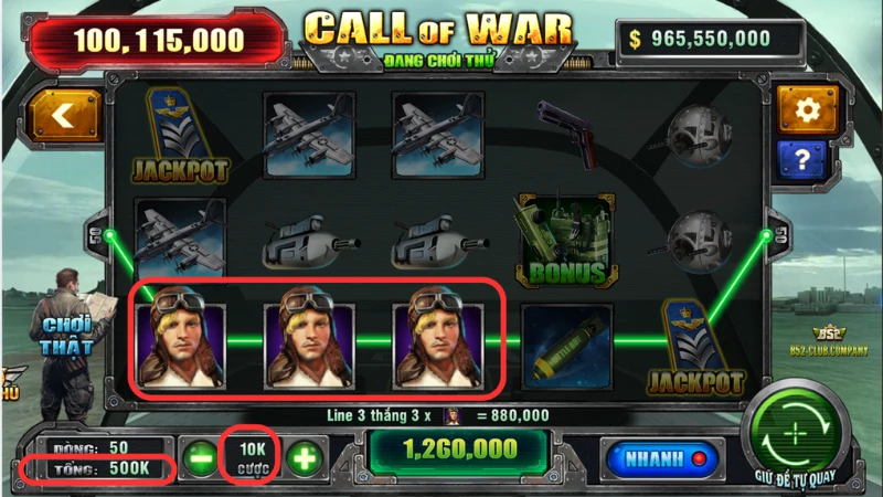 Hướng dẫn luật chơi game slot Call of War tại B52 Club