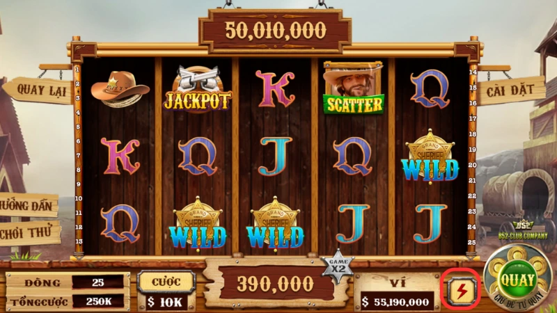 Tính năng tăng tốc vòng quay tại game slot Miền Viễn Tây